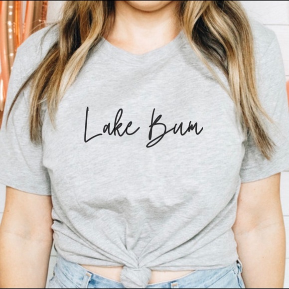 Lake Bum Crew Neck Short Sleeve Tee Shirt Lake Lover Vacation Shirt - Picture 3 of 8
